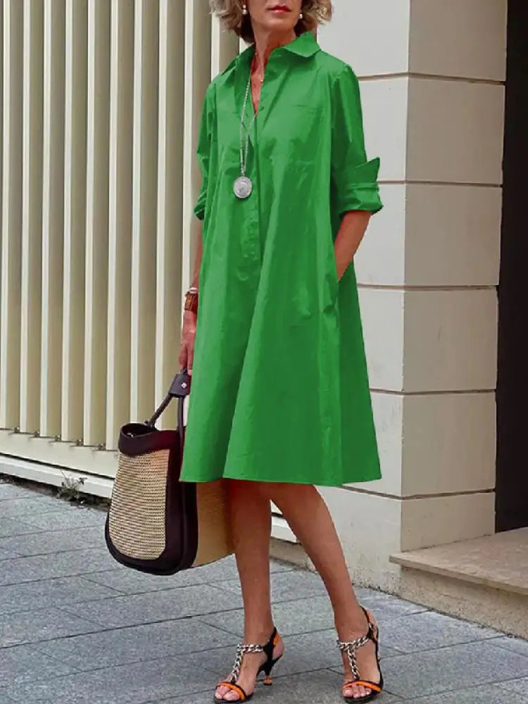 Clio - Relaxed Shirt Dress for Casual and Versatile Styling - Brighter Fashion