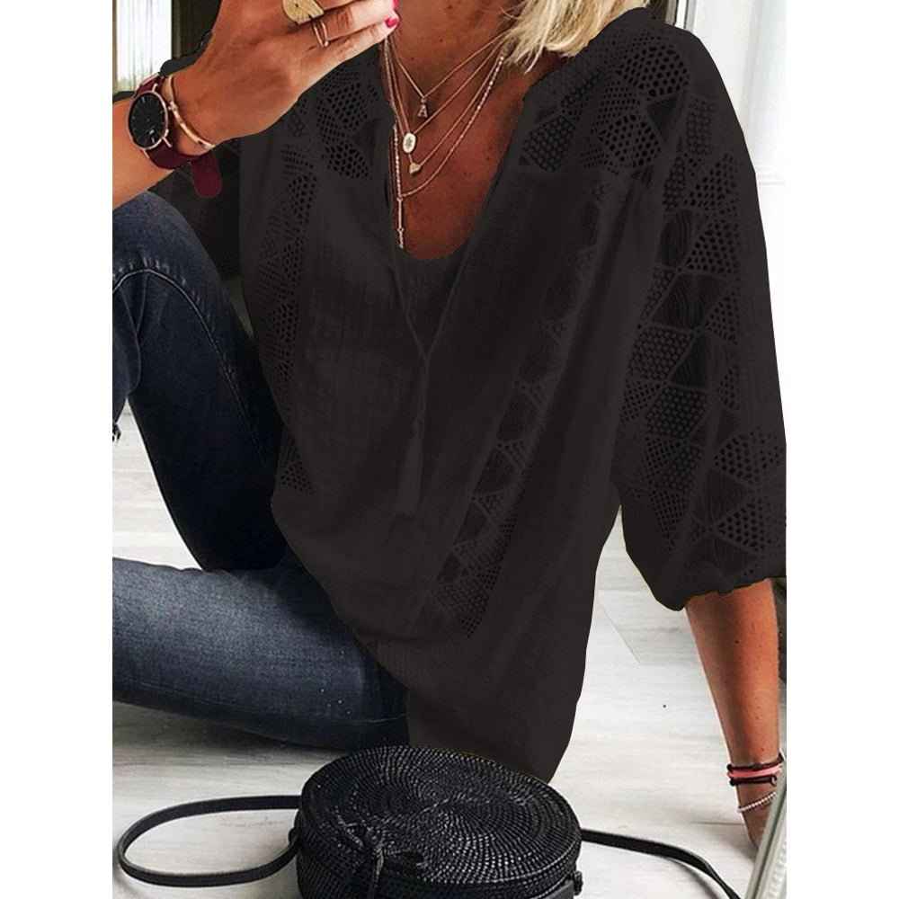 Harper | Breezy Relaxed Charm Cotton Blouse with Crochet Detailing