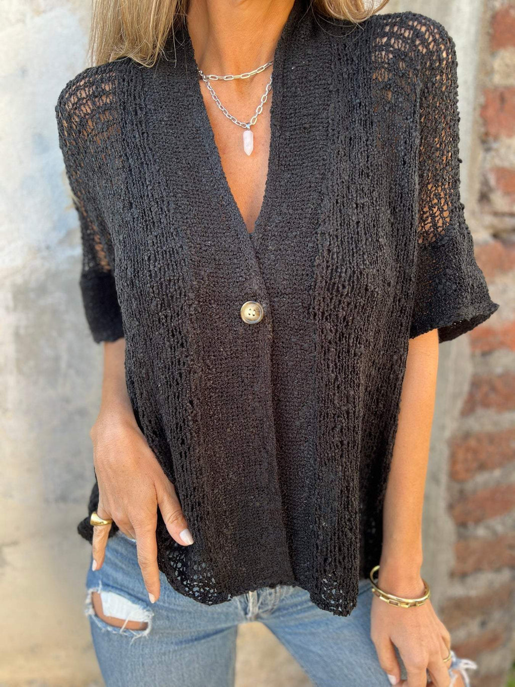 Liora | Lightweight Open-Knit Button Cardigan - Brighter Fashion