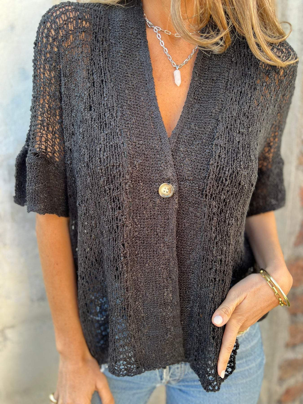Liora | Lightweight Open-Knit Button Cardigan - Brighter Fashion