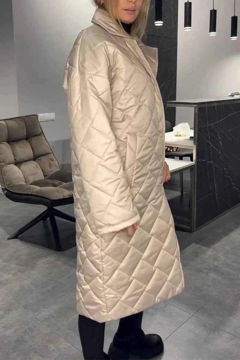 Kendall | Quilted Mid-Length Coat with Leopard Lining