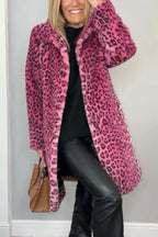 Cate | Long Leopard Print Vegan Fur Coat Warm Winter Jacket For Mature Style