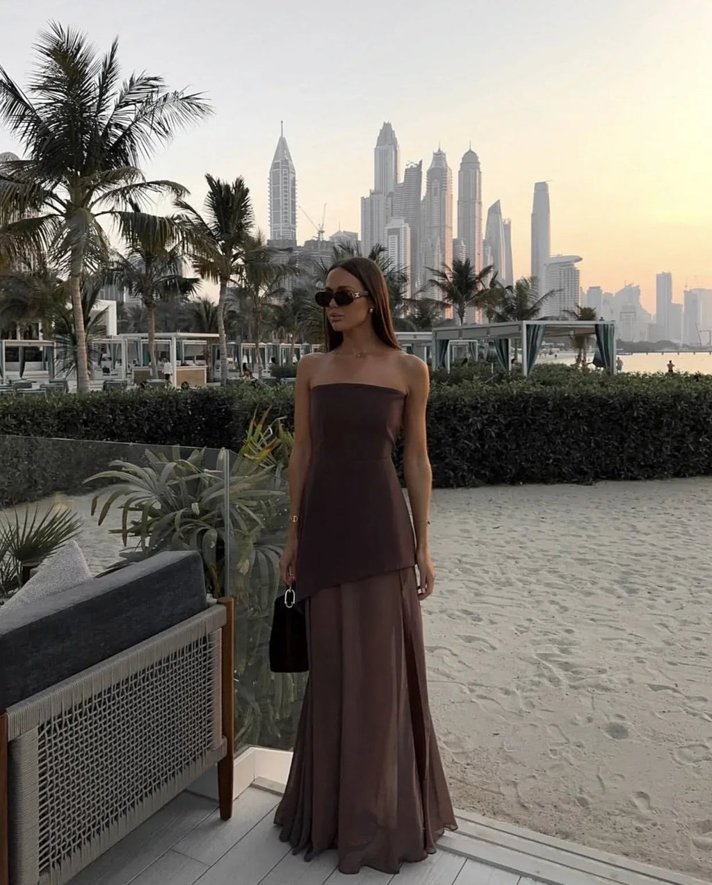 Karina - Women’s Asymmetrical Layered Maxi Dress - Brighter Fashion