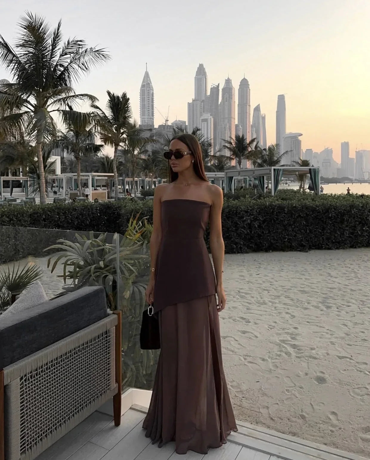Karina - Women’s Asymmetrical Layered Maxi Dress - Brighter Fashion