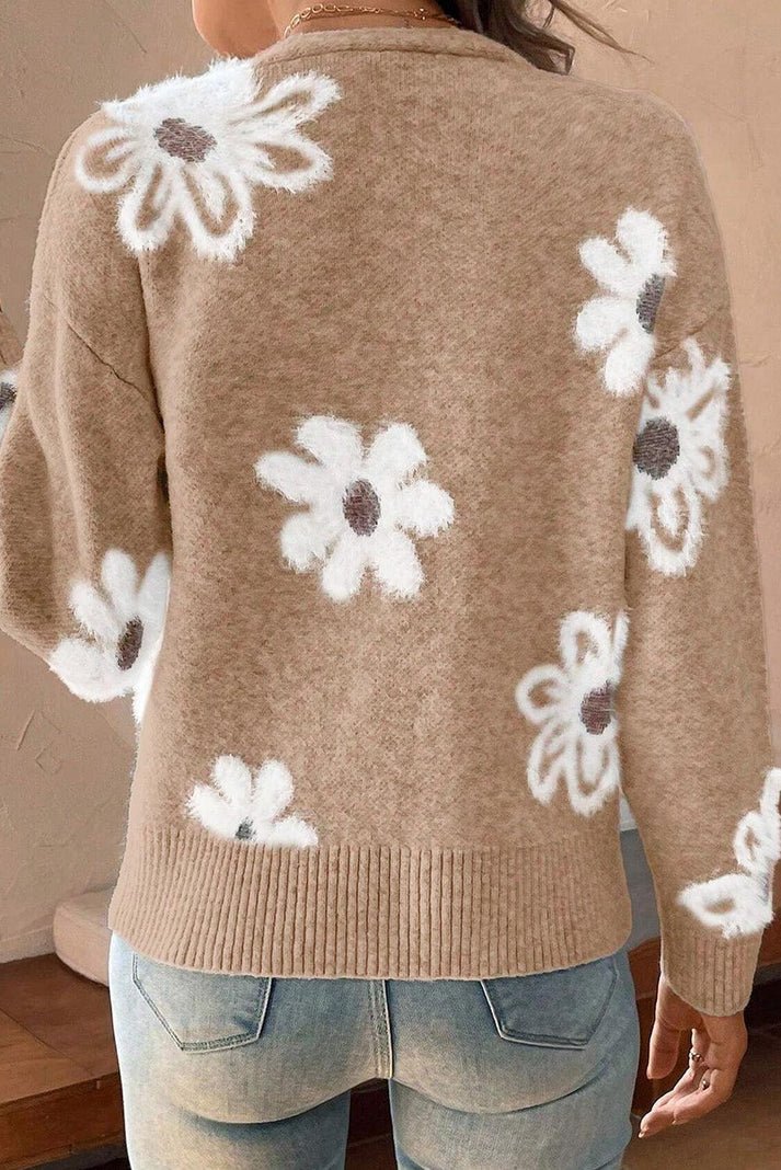 Liora | Floral Soft Knit Button-Up Cardigan