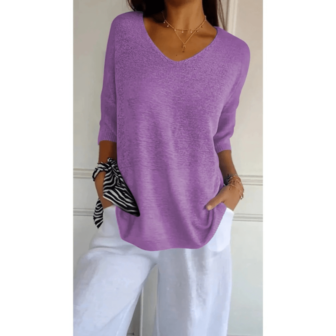Loraine - Elegant V - neck shirt - Brighter Fashion