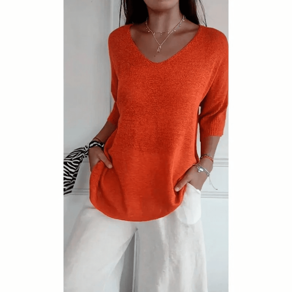Loraine - Elegant V - neck shirt - Brighter Fashion