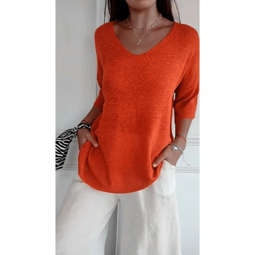 Loraine - Elegant V - neck shirt - Brighter Fashion