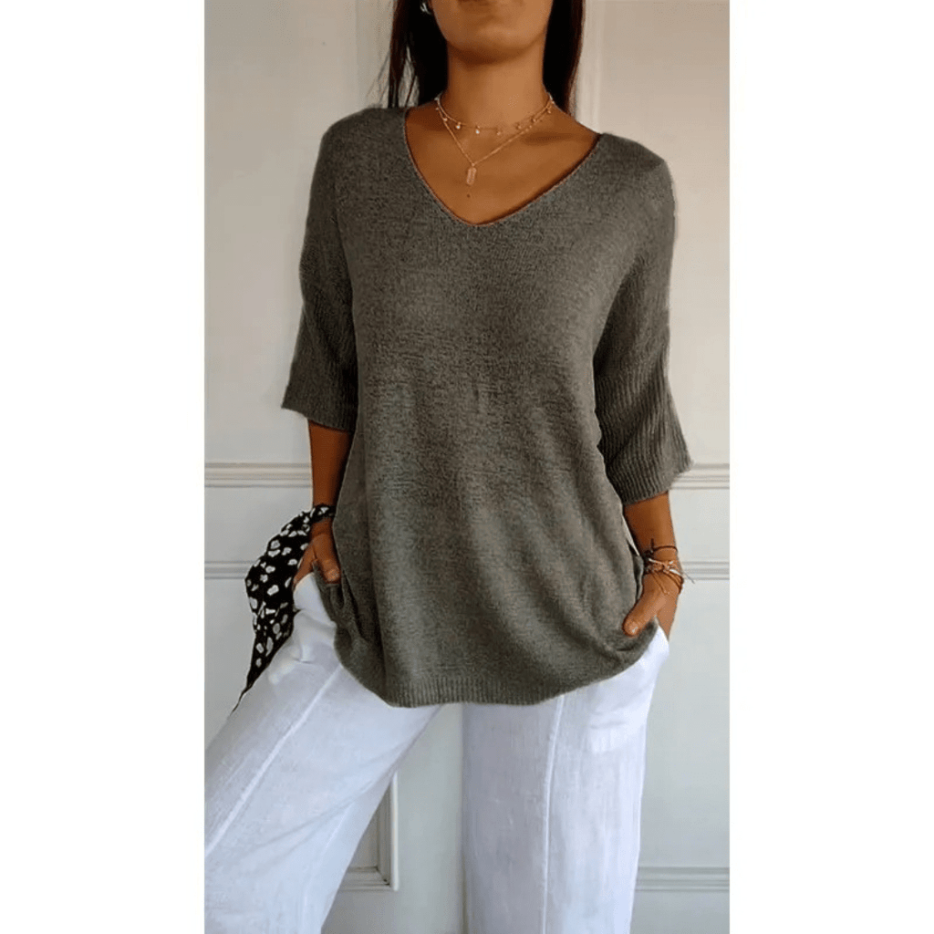 Loraine - Elegant V - neck shirt - Brighter Fashion