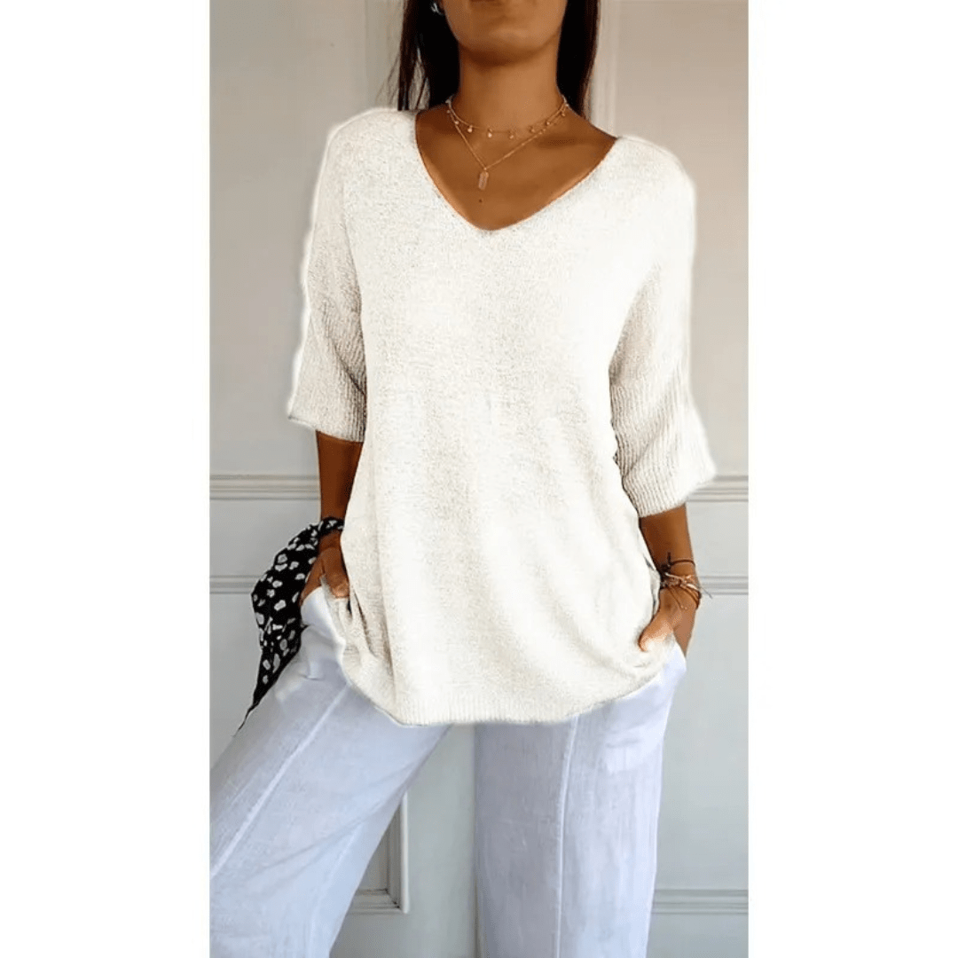 Loraine - Elegant V - neck shirt - Brighter Fashion
