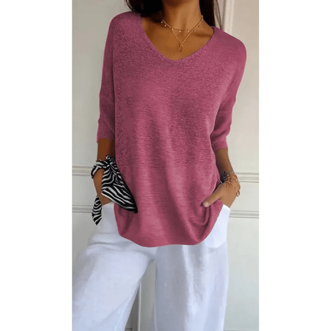 Loraine - Elegant V - neck shirt - Brighter Fashion