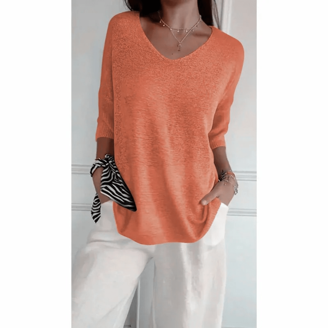 Loraine - Elegant V - neck shirt - Brighter Fashion