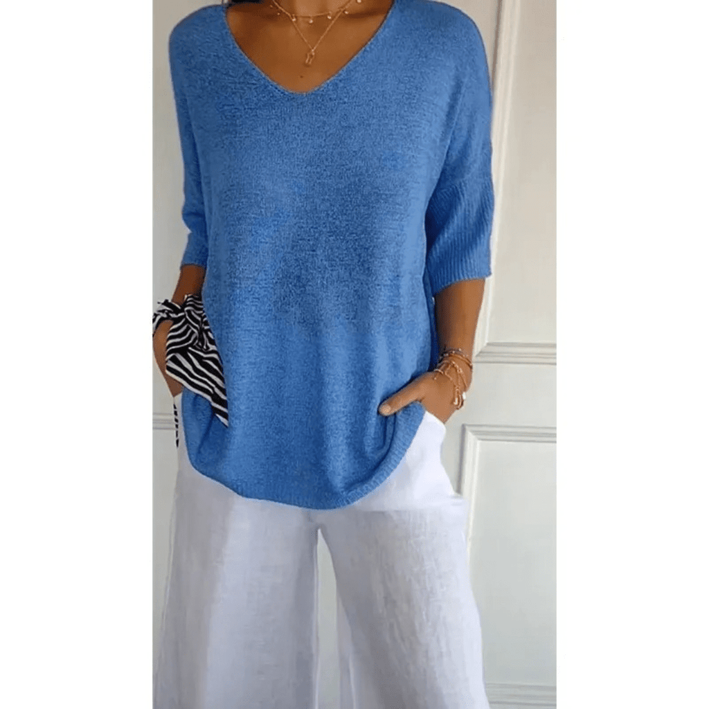 Loraine - Elegant V - neck shirt - Brighter Fashion