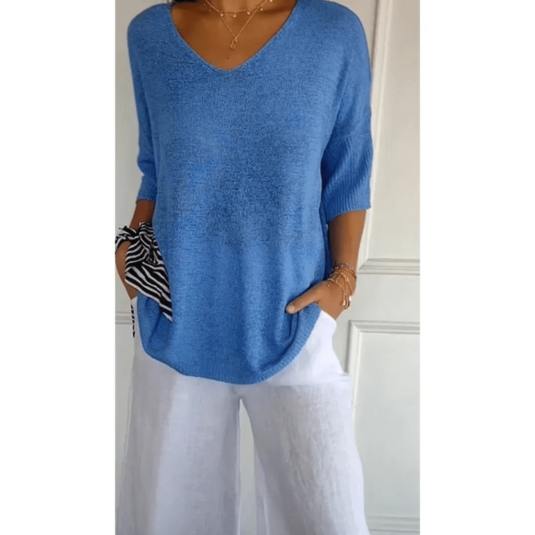 Loraine - Elegant V - neck shirt - Brighter Fashion