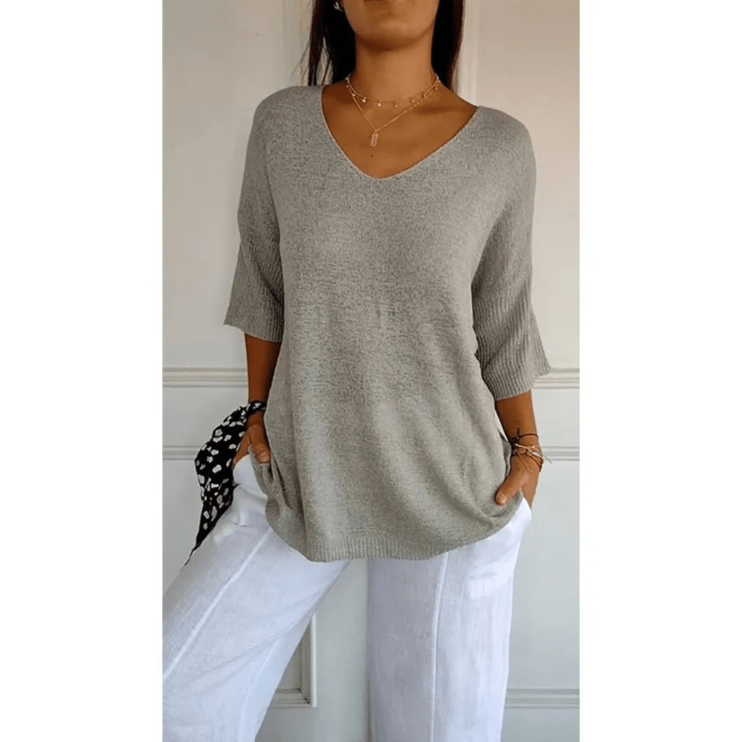 Loraine - Elegant V - neck shirt - Brighter Fashion