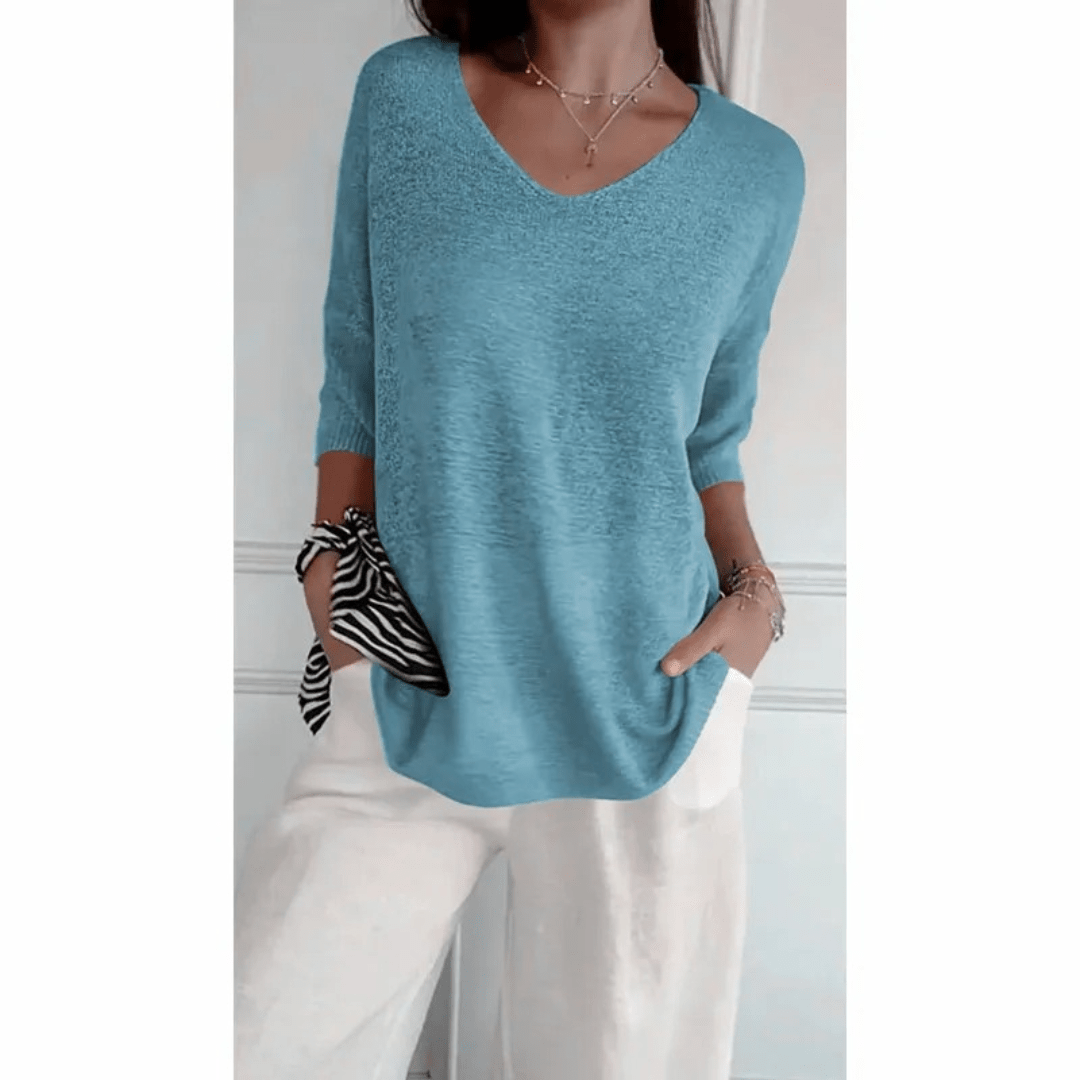 Loraine - Elegant V - neck shirt - Brighter Fashion