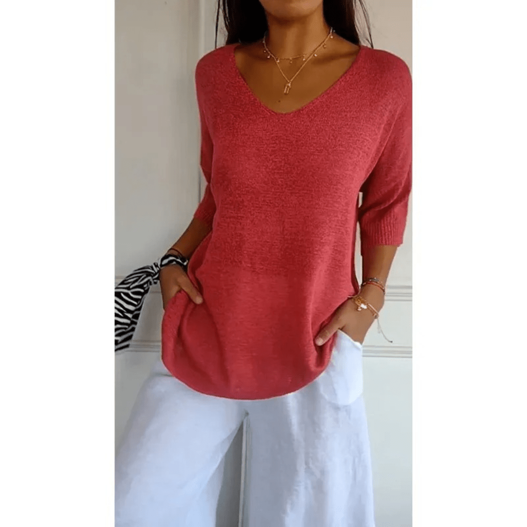 Loraine - Elegant V - neck shirt - Brighter Fashion