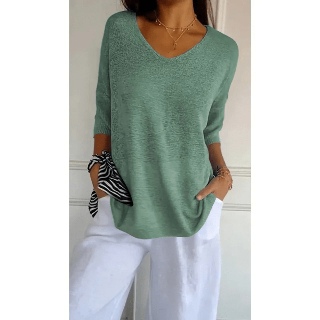 Loraine - Elegant V - neck shirt - Brighter Fashion