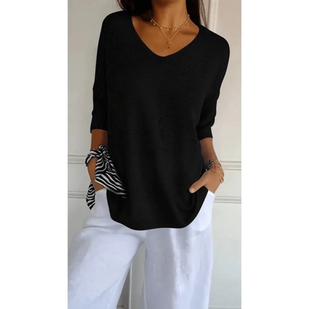 Loraine - Elegant V - neck shirt - Brighter Fashion