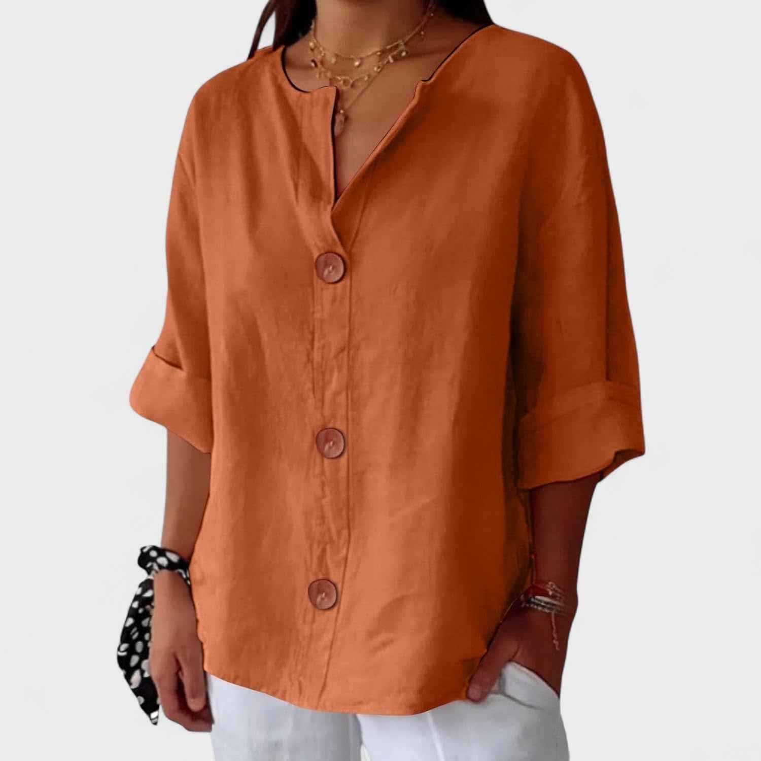 Lyenne | Relaxed Button-Front Everyday Blouse