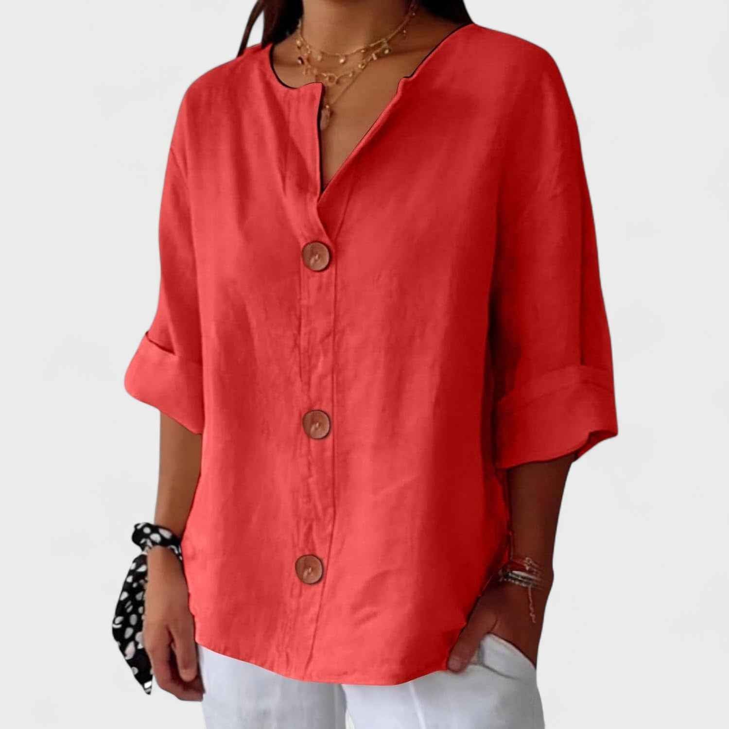 Lyenne | Relaxed Button-Front Everyday Blouse