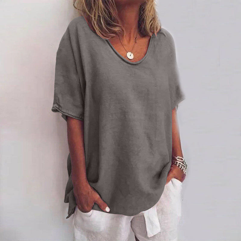 Sophie - Relaxed Loose Fit Shirt in Cotton & Linen | Plus Size Available - Brighter Fashion