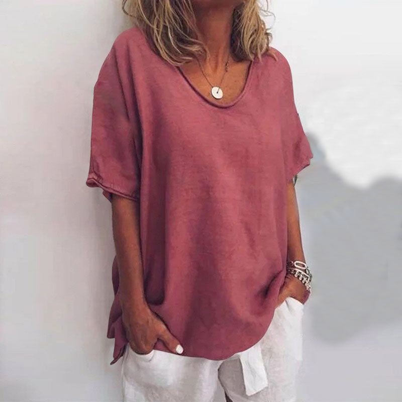 Sophie - Relaxed Loose Fit Shirt in Cotton & Linen | Plus Size Available - Brighter Fashion