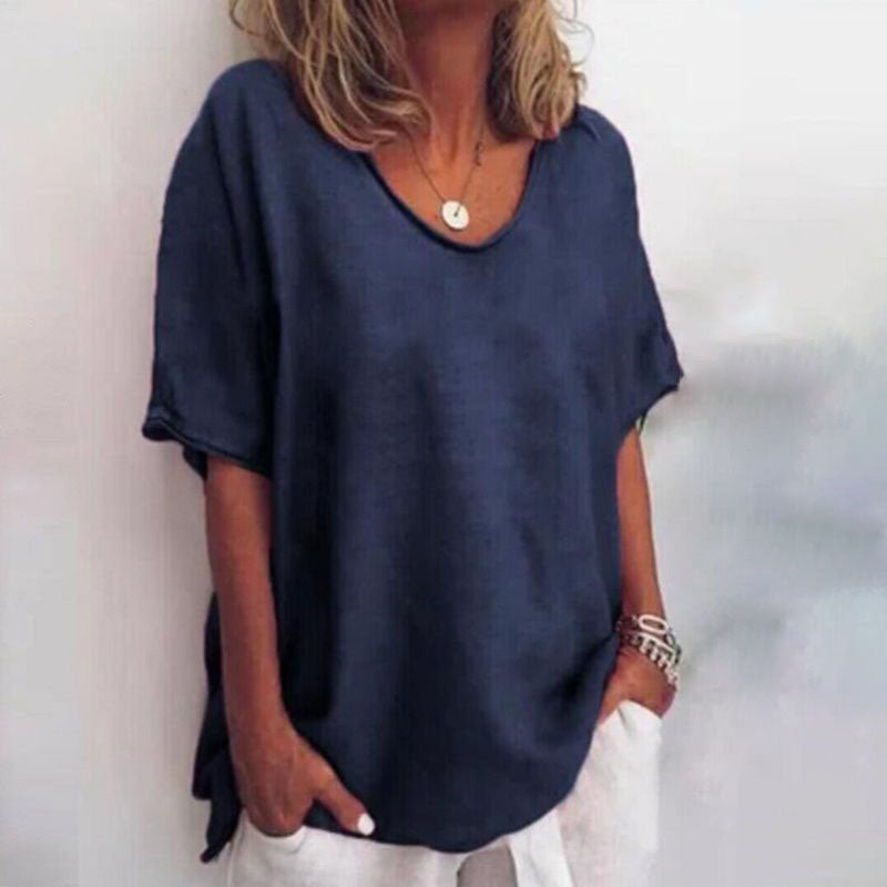 Sophie - Relaxed Loose Fit Shirt in Cotton & Linen | Plus Size Available - Brighter Fashion