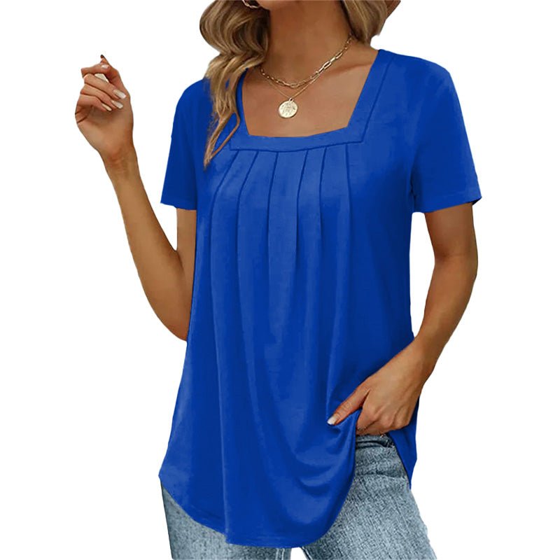 Valina | Pleated Square Neck Top - Brighter Fashion