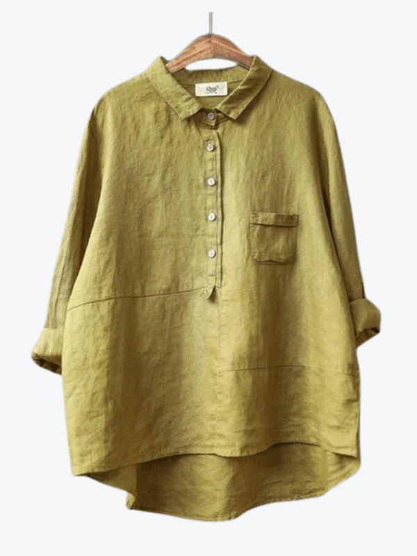 Rhea Women's Linen Long Sleeve Shirt - Brighter Fashion