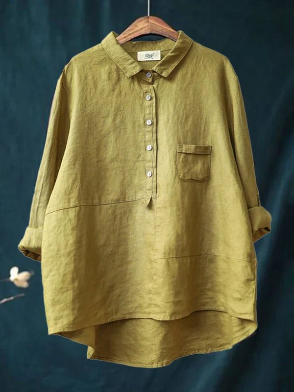 Rhea Women's Linen Long Sleeve Shirt - Brighter Fashion