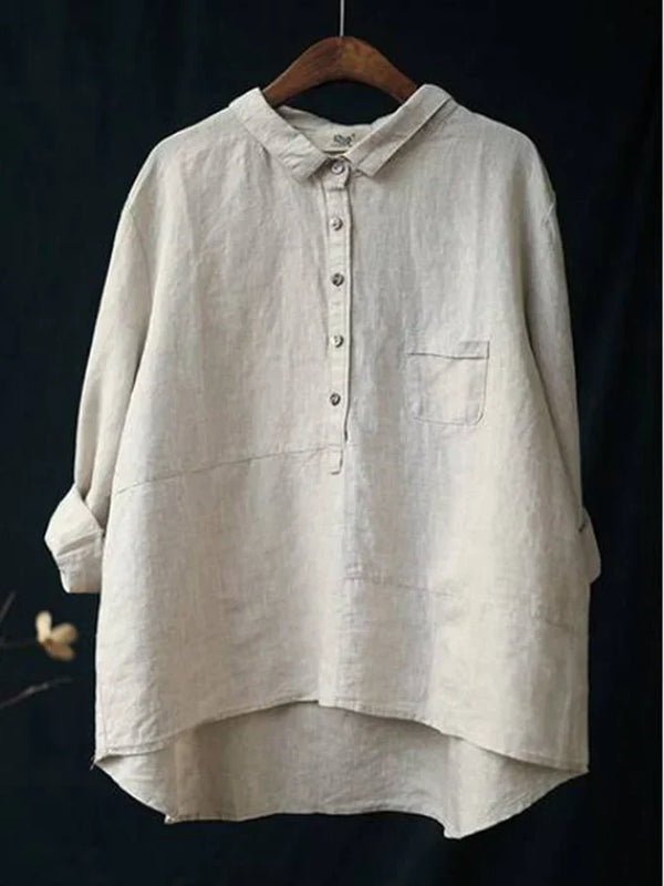 Rhea Women's Linen Long Sleeve Shirt - Brighter Fashion