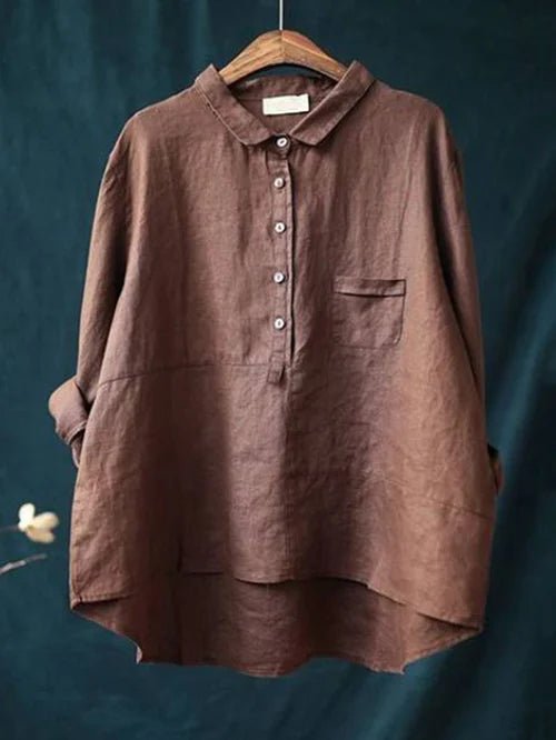 Rhea Women's Linen Long Sleeve Shirt - Brighter Fashion
