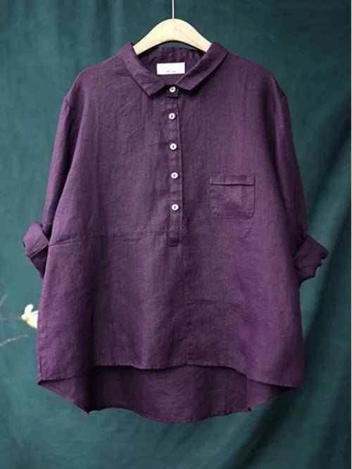 Rhea Women's Linen Long Sleeve Shirt - Brighter Fashion