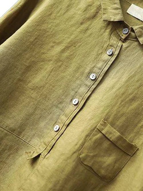 Rhea Women's Linen Long Sleeve Shirt - Brighter Fashion