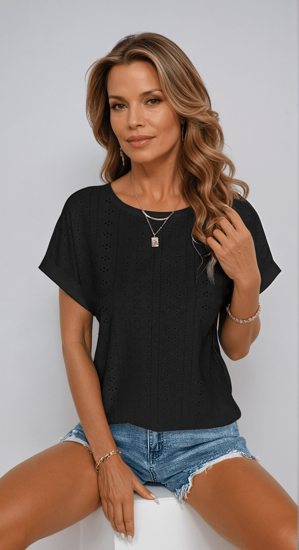 Meliora | Eyelet Embroidered Women’s Blouse - Brighter Fashion
