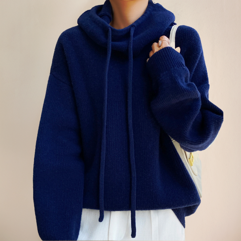 Courtney | Oversized Soft Knit Hoodie Sweater Hides Muffin Top and Bloating
