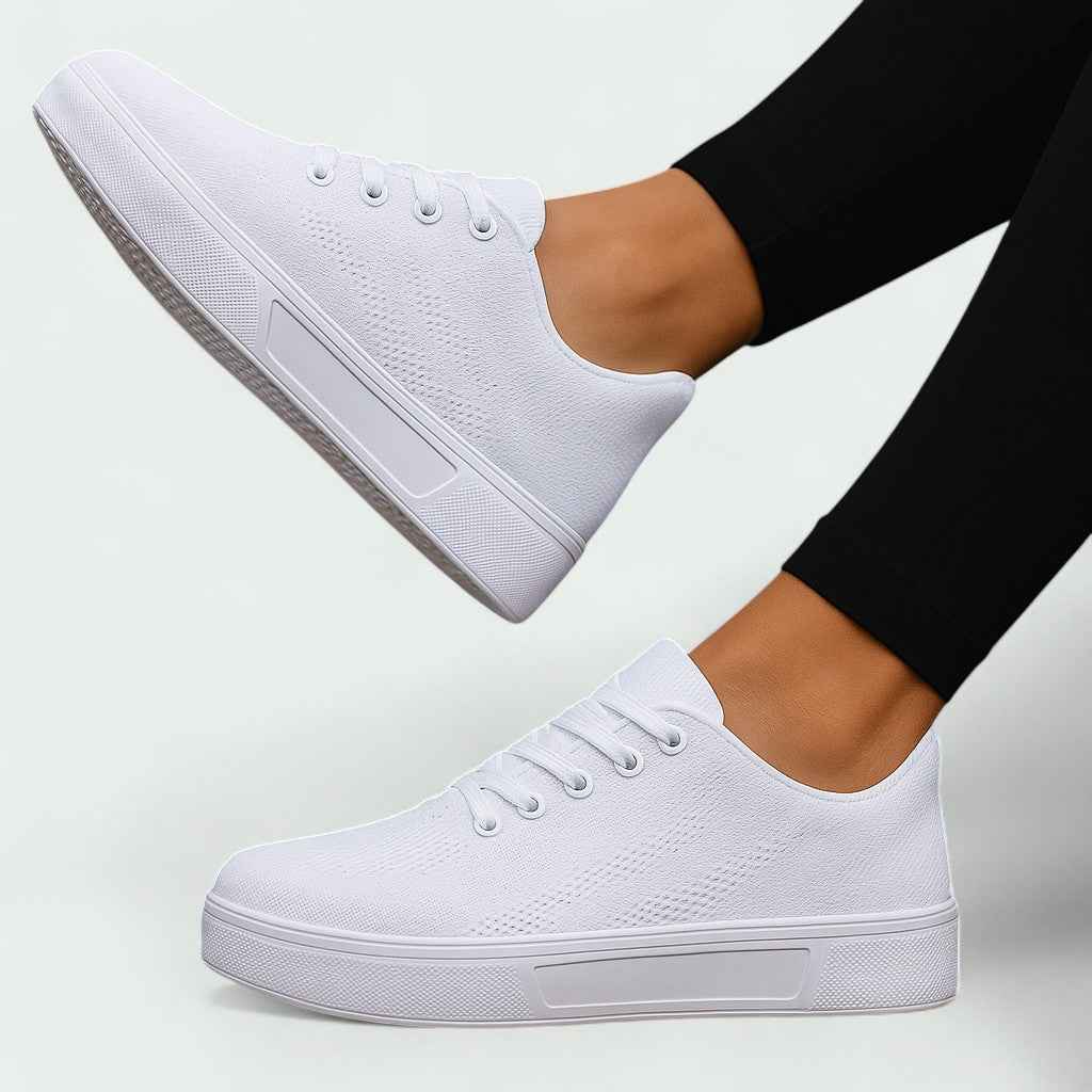 Beverly | Classic White Low Top Lace Up Sneakers For Everyday Comfort