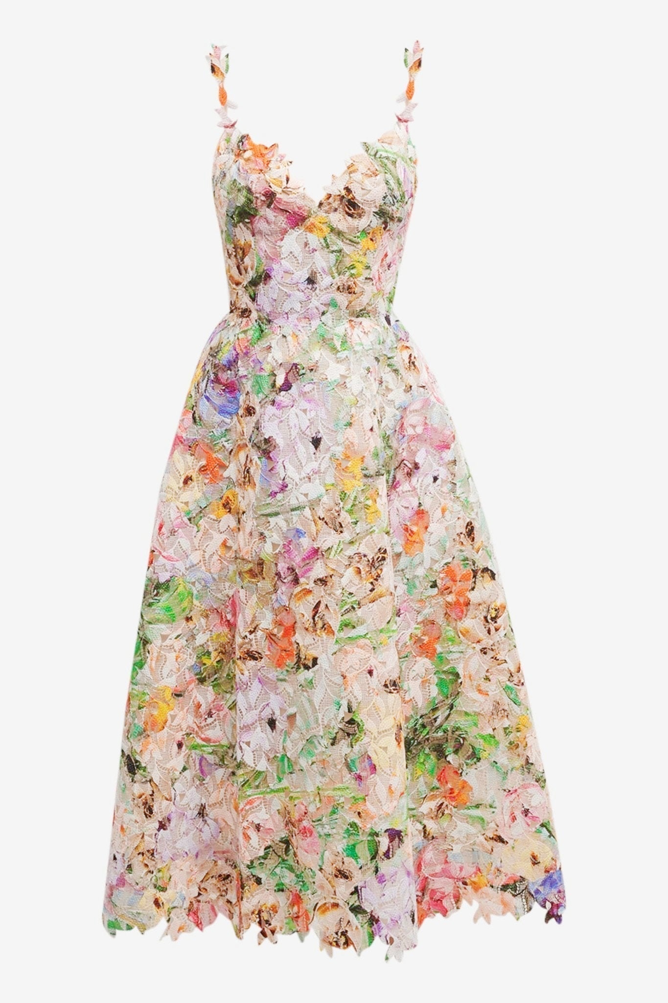 Bellarose - Floral Embroidered Lace Midi Dress Elegant & Romantic Summer Outfit - Brighter Fashion