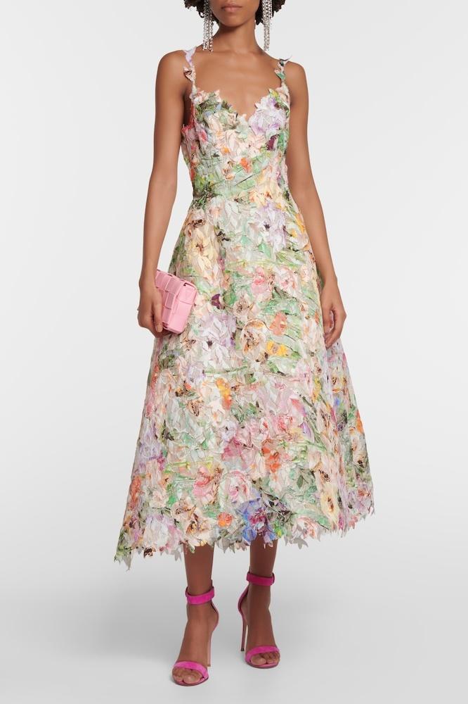 Bellarose - Floral Embroidered Lace Midi Dress Elegant & Romantic Summer Outfit - Brighter Fashion